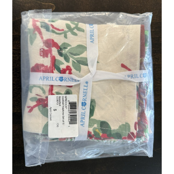 APRIL CORNELL Assorted Cocktail Napkins Set of 6 Lovely Floral Collection NWT - Picture 12 of 13